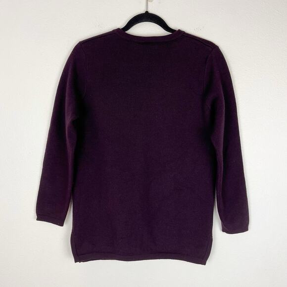 Merino Wool Cardigan Sweater Atlantique Button Down V-Neck Plum Purple Medium - Picture 3 of 8